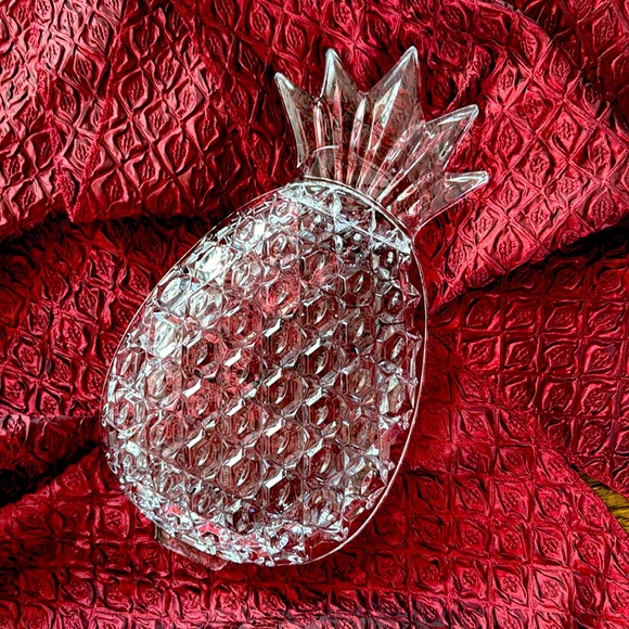 🍍PINEAPPLE CUT-GLASS SERVING DISH BOWL - Vintage - Picture 2 of 5